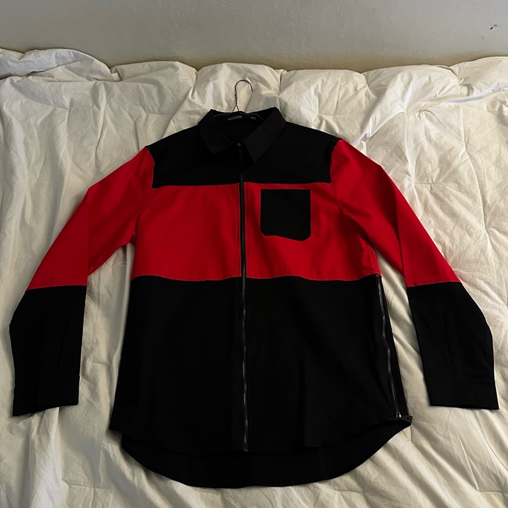 Hudson Jeans Red and Black Casual Button Down Shirt